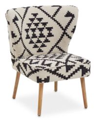 Orsina Berber Style Mango Wood Chair, Geometric Wingback Armchair For Living Room, Textured Cotton Upholstery - thumbnail 6