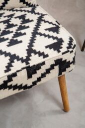 Orsina Berber Style Mango Wood Chair, Geometric Wingback Armchair For Living Room, Textured Cotton Upholstery - thumbnail 5