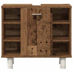 Berkfield Home Durable 3 Piece Bathroom Furniture Set Old Wood Engineered Wood in Brown - thumbnail 7