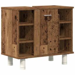 Berkfield Home Durable 3 Piece Bathroom Furniture Set Old Wood Engineered Wood in Brown - thumbnail 6