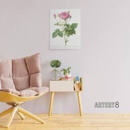 "Artery8 Gallic Rose Flower Illustration Redoute Vintage Canvas Wall Art in White - Size: W18"" x H24""" - thumbnail 3