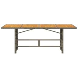 Berkfield Home Garden Table with Acacia Wood Top Grey 190x80x75 cm Poly Rattan - Size: 190 x 80 x 75 cm - thumbnail 4
