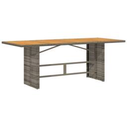 Berkfield Home Garden Table with Acacia Wood Top Grey 190x80x75 cm Poly Rattan - Size: 190 x 80 x 75 cm - thumbnail 1