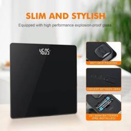 NESTLUNE LCD Digital Bathroom Scale 180KG Electronic Body in Black - Size: 60 cm x 100 cm - thumbnail 4