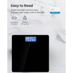 NESTLUNE LCD Digital Bathroom Scale 180KG Electronic Body in Black - Size: 60 cm x 100 cm - thumbnail 5