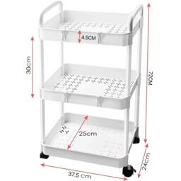 FORGEVIO 3-Tier Storage Trolley on Wheels Kitchen Trolleys in White - Size: 1000ml - thumbnail 2
