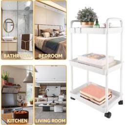 FORGEVIO 3-Tier Storage Trolley on Wheels Kitchen Trolleys in White - Size: 1000ml - thumbnail 5