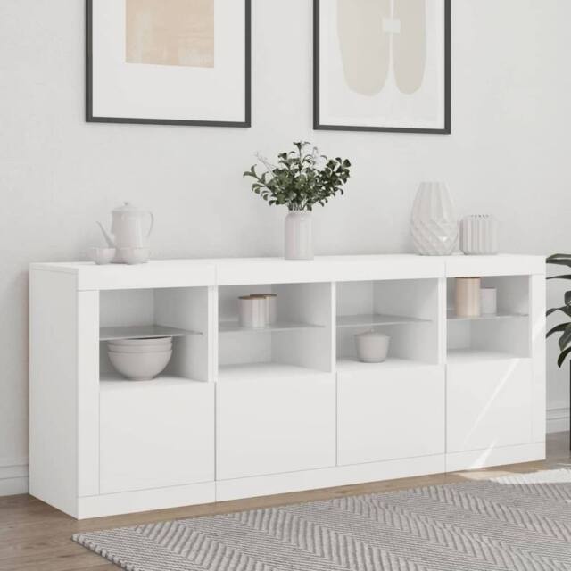 Berkfield Home Sideboard with LED Lights White 163x37x67 cm - Size: 163 x 37 x 67 cm - image 1
