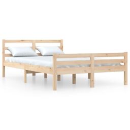 Berkfield Home Bed Frame Solid Wood 140x200 cm in Brown - thumbnail 2