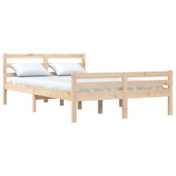 Berkfield Home Bed Frame Solid Wood 140x200 cm in Brown - thumbnail 3
