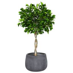 Dibor Medium Grey Symmetry Stripe Fibre Clay Indoor Outdoor Garden Planter Houseplant Flower Plant Pot H29 x Dia42cm - thumbnail 2