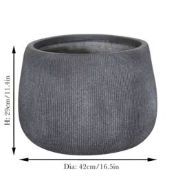 Dibor Medium Grey Symmetry Stripe Fibre Clay Indoor Outdoor Garden Planter Houseplant Flower Plant Pot H29 x Dia42cm - thumbnail 6