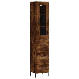 Berkfield Home Highboard Smoked Oak 34.5x34x180 cm Engineered Wood in Brown - thumbnail 1