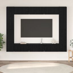 Berkfield Home TV Cabinet with Shelf 10 pcs Black oak Medium 30.5 x 30 x 90 cm - thumbnail 1