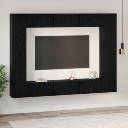 Berkfield Home TV Cabinet with Shelf 10 pcs Black oak Medium 30.5 x 30 x 90 cm - thumbnail 4