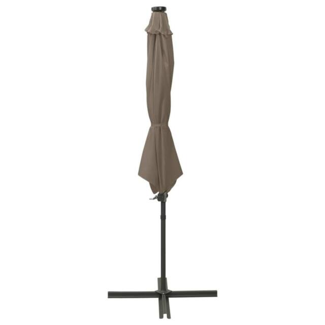 Berkfield Home Cantilever Umbrella with Pole & LED Lights Taupe 300 cm - image 1