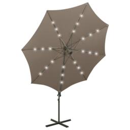 Berkfield Home Cantilever Umbrella with Pole & LED Lights Taupe 300 cm - thumbnail 5