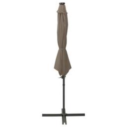 Berkfield Home Cantilever Umbrella with Pole & LED Lights Taupe 300 cm - thumbnail 1
