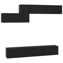 Berkfield Home with Shelf Wall-mounted Other with Storage with Door 7 pcs Black oak 60 x 30 x 30 cm Engineered wood - thumbnail 2