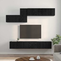 Berkfield Home with Shelf Wall-mounted Other with Storage with Door 7 pcs Black oak 60 x 30 x 30 cm Engineered wood - thumbnail 4