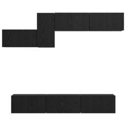 Berkfield Home with Shelf Wall-mounted Other with Storage with Door 7 pcs Black oak 60 x 30 x 30 cm Engineered wood - thumbnail 7