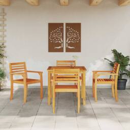 Berkfield Home Classic 5 Piece Garden Dining Set Made of Solid Acacia Wood in Brown - thumbnail 6