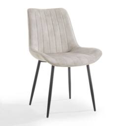 Home Detail Georgia Dining Chair Set of 2, Grey Faux Leather in Cream - Size: 2 Pack - thumbnail 2