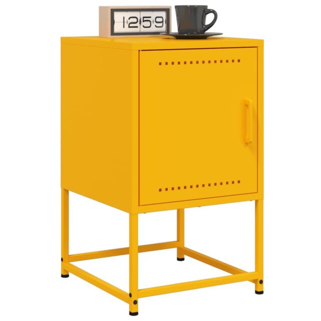 Berkfield Home Bedside Cabinets 2 pcs Mustard Yellow 36x39x60.5 cm Steel - image 1