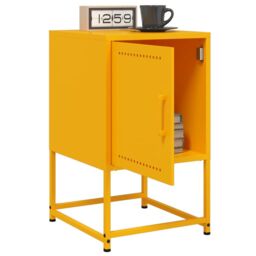 Berkfield Home Bedside Cabinets 2 pcs Mustard Yellow 36x39x60.5 cm Steel - thumbnail 4