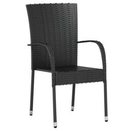 Berkfield Home 3 Piece Garden Dining Set Poly Rattan Black - thumbnail 3