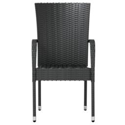 Berkfield Home 3 Piece Garden Dining Set Poly Rattan Black - thumbnail 4