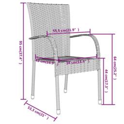 Berkfield Home 3 Piece Garden Dining Set Poly Rattan Black - thumbnail 7