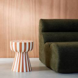 sweeek Side table, coffee table, bedside table, enamelled steel two-tone in Terracotta - thumbnail 1