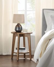 VASAGLE Small Round Side Table Lower Shelf Modern Small Spaces Bedside in Brown - thumbnail 2