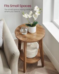 VASAGLE Small Round Side Table Lower Shelf Modern Small Spaces Bedside in Brown - thumbnail 7