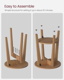 VASAGLE Small Round Side Table Lower Shelf Modern Small Spaces Bedside in Brown - thumbnail 8