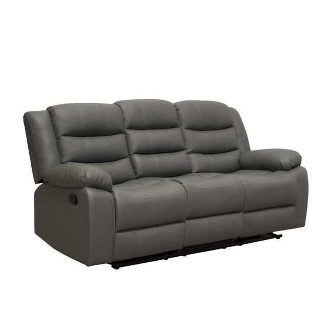 Snugg Furniture UK Limited Roman Leather Recliner 3 Seater sofa in Grey - image 1
