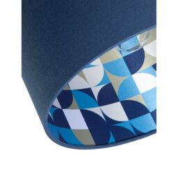 Happy Homewares Designer Midnight Blue Linen Lamp Shade with Geometric Pattern Lining - Size: 12 inches - thumbnail 3