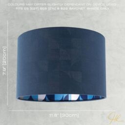 Happy Homewares Designer Midnight Blue Linen Lamp Shade with Geometric Pattern Lining - Size: 12 inches - thumbnail 6