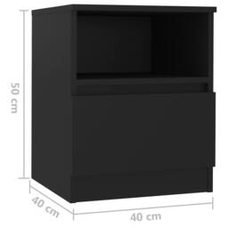 Berkfield Home Bed Cabinets 2 pcs Black 40x40x50 cm Engineered Wood - Size: 40 x 40 x 50 cm - thumbnail 8