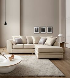 Abakus Direct Chicago Spill-Proof Velvet Right Hand Facing Corner Sofa in Cream