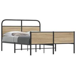Berkfield Home Bed Frame without Mattress 140x190 cm Sonoma Oak Engineered Wood in Brown - thumbnail 2