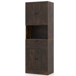 FORGEVIO 171.5 CM Tall Bathroom Cabinet Freestanding Storage Cabinet in Brown - thumbnail 6