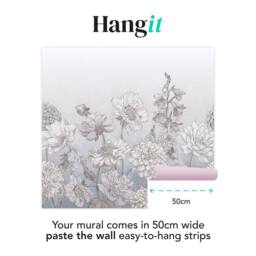 Superfresco Easy Muted Floral Light Blue Print To Order 3m x 2.8m Mural - thumbnail 3