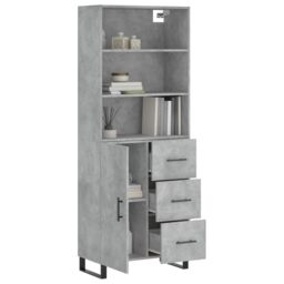 Berkfield Home Highboard Concrete Grey 69.5x34x180 cm Engineered Wood - thumbnail 3