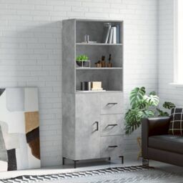 Berkfield Home Highboard Concrete Grey 69.5x34x180 cm Engineered Wood - thumbnail 1