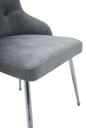 Living and Home Velvet Tufted Upholstered Dining Chair with Cushion in Grey - thumbnail 9