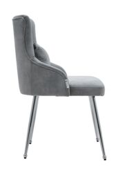 Living and Home Velvet Tufted Upholstered Dining Chair with Cushion in Grey - thumbnail 6