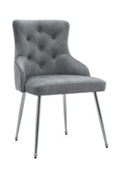 Living and Home Velvet Tufted Upholstered Dining Chair with Cushion in Grey - thumbnail 5