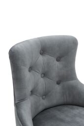 Living and Home Velvet Tufted Upholstered Dining Chair with Cushion in Grey - thumbnail 8